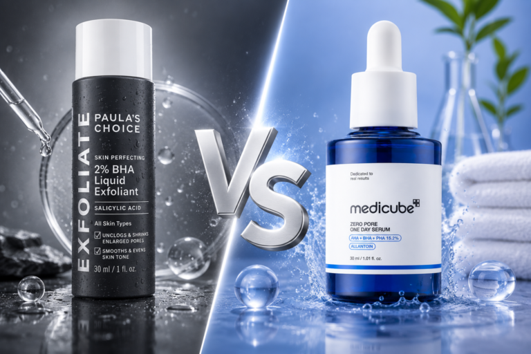Medicube Zero Pore One Day Serum vs Paula’s Choice Skin Perfecting 2% BHA Liquid Exfoliant: Which Is Better for Pores, Blackheads & Acne?
